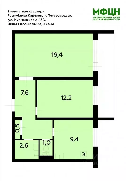 2-к кв. Карелия, Петрозаводск Мурманская ул., 15А (53.0 м) - Фото 1