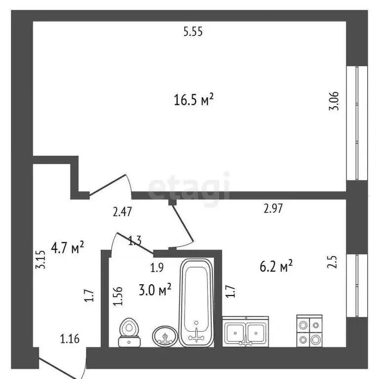 1-к кв. Башкортостан, Стерлитамак просп. Октября, 51 (30.4 м) - Фото 1