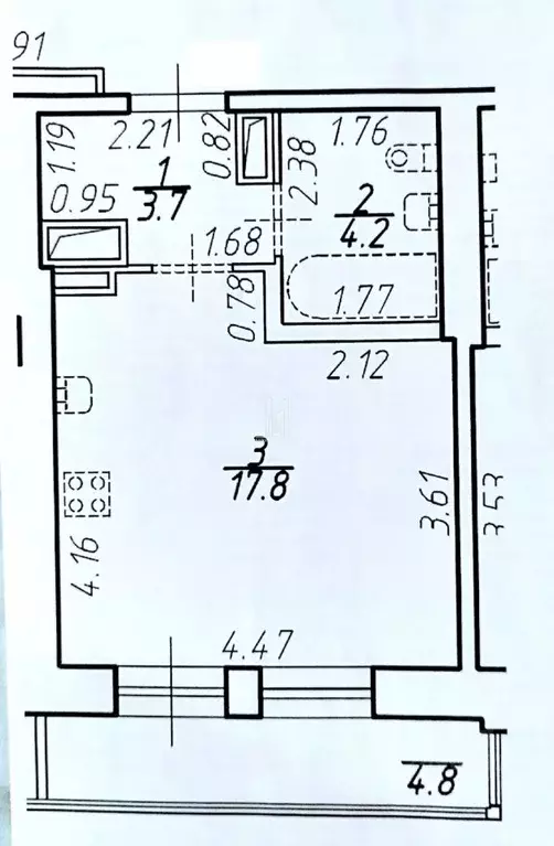 Студия Санкт-Петербург Полевая Сабировская ул., 45к1 (25.7 м) - Фото 2