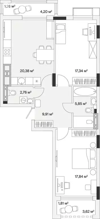 2-комнатная квартира: Малое Исаково, Первая улица, 1к3 (78.6 м) - Фото 1