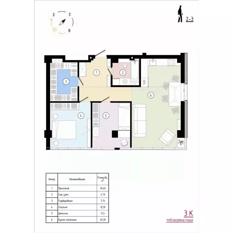 3-к кв. Приморский край, Владивосток Острогорный жилой комплекс (77.6 ... - Фото 1