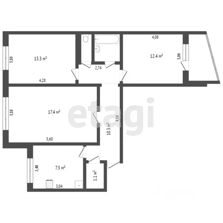 3-к кв. Хабаровский край, Хабаровск Краснореченская ул., 13 (83.8 м) - Фото 1