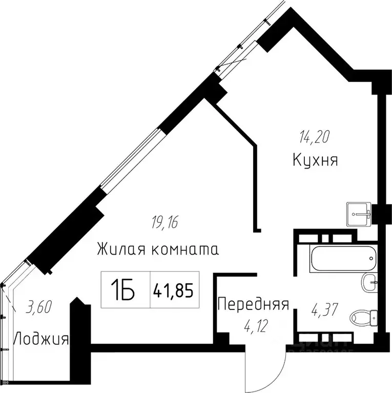 1-к кв. Приморский край, Владивосток ул. Мусоргского, 2В (42.99 м) - Фото 0