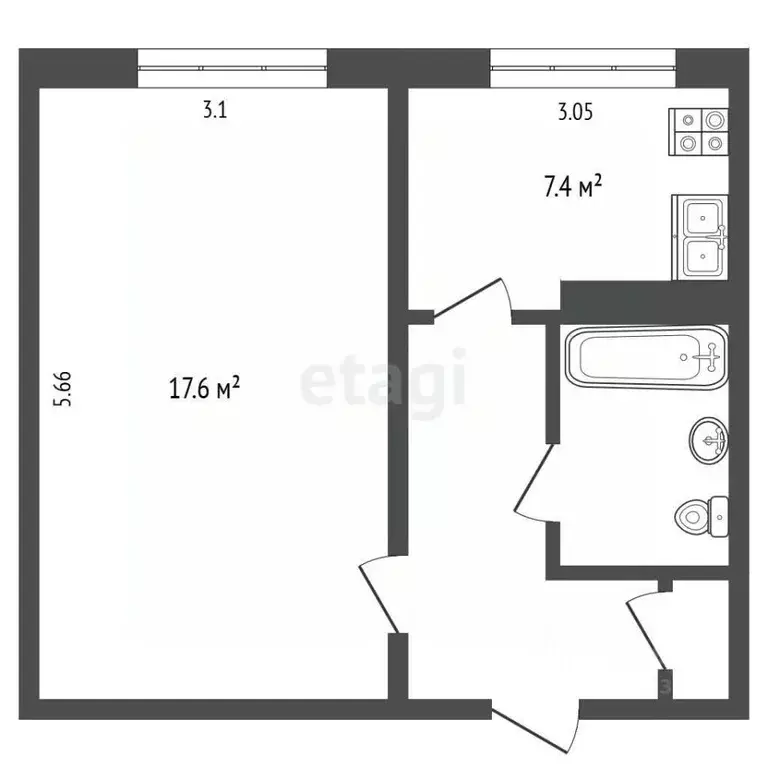 1-к кв. Московская область, Красногорск Октябрьская ул., 19б (34.0 м) - Фото 2