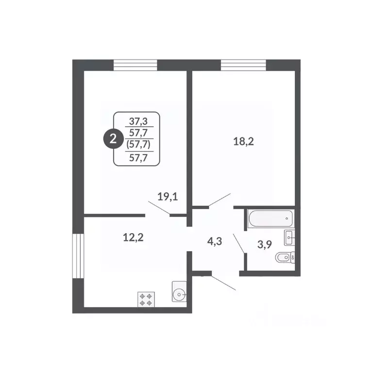 2-к кв. Кировская область, Киров  (57.7 м) - Фото 0