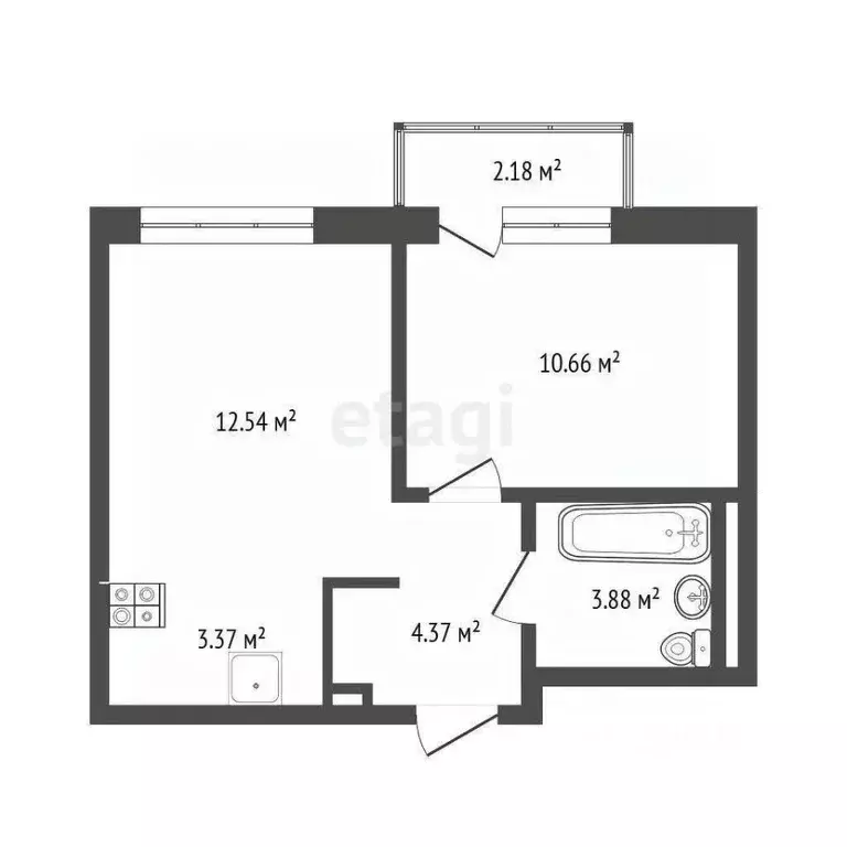 1-к кв. Тюменская область, Тюмень ул. Юрия Рогачева, 11к2 (35.47 м) - Фото 2