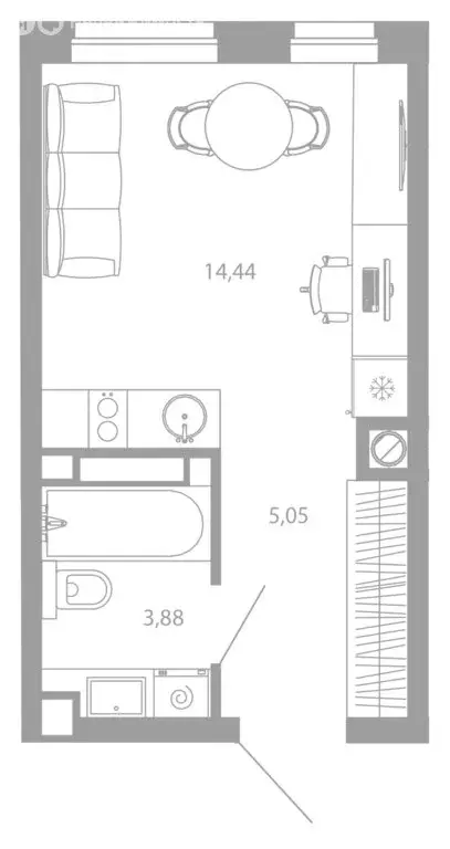 Квартира-студия: Астрахань, улица Николая Островского, 148/1 (23.37 м) - Фото 0