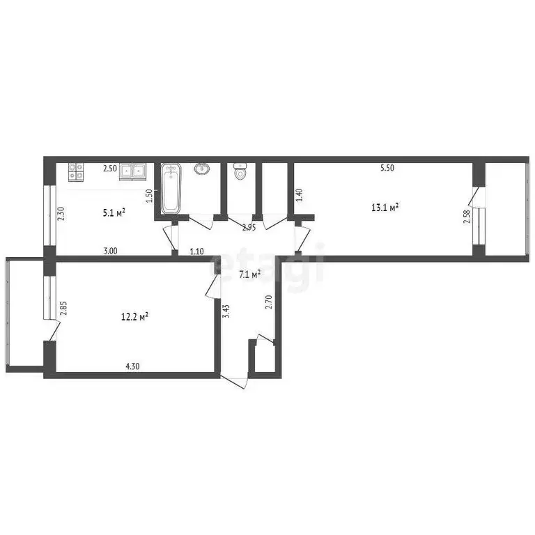 2-комнатная квартира: Майский, улица Ленина, 38/2 (43 м) - Фото 1