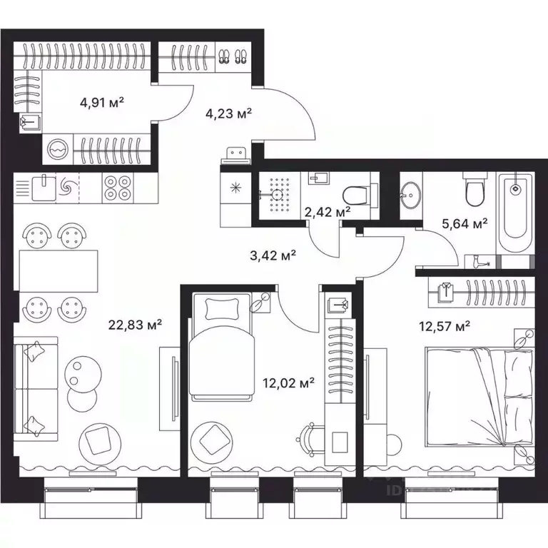 2-к кв. Владимирская область, Киржач ул. Свердлова, 10А (68.0 м) - Фото 0