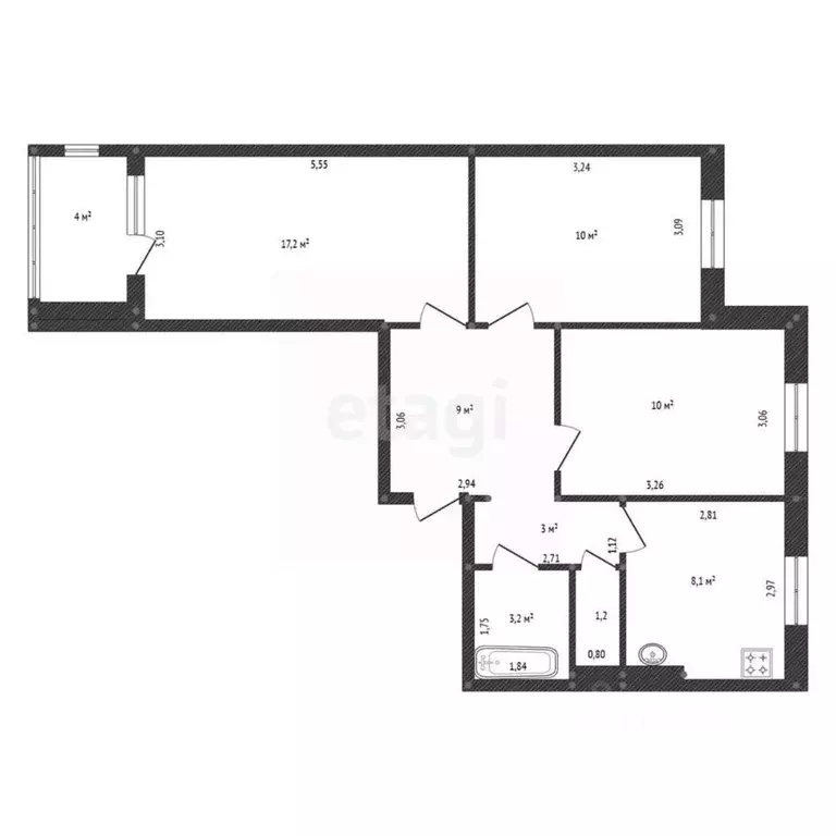 3-к кв. Башкортостан, Уфа ул. Академика Королева, 4 (64.0 м) - Фото 1