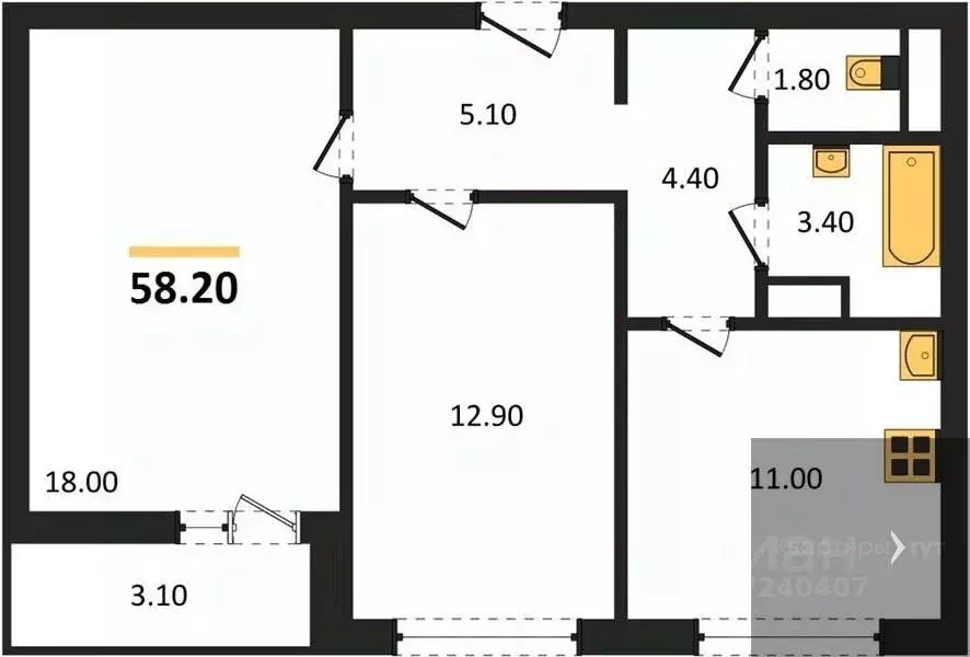 2-к кв. Воронежская область, Воронеж ул. Пескова, 8 (58.2 м) - Фото 0