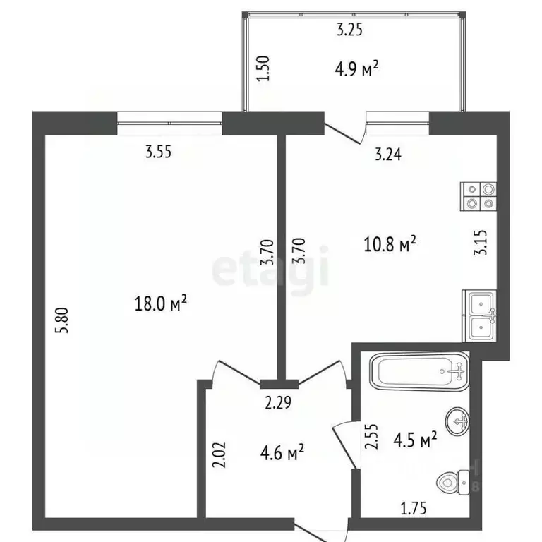 Студия Ростовская область, Ростов-на-Дону ул. Еременко, 108с2 (43.0 м) - Фото 2