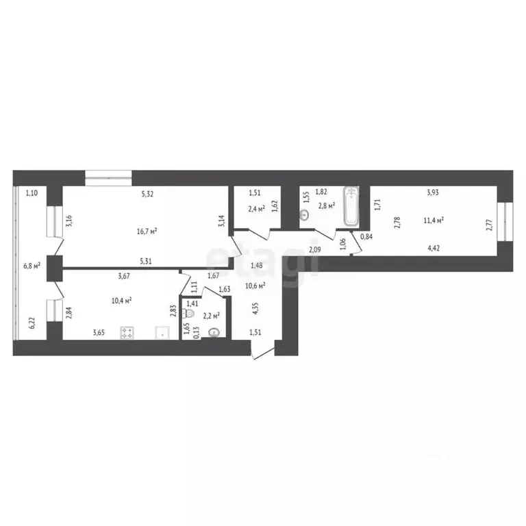 2-к кв. Башкортостан, Уфа Дагестанская ул., 29 (56.5 м) - Фото 2