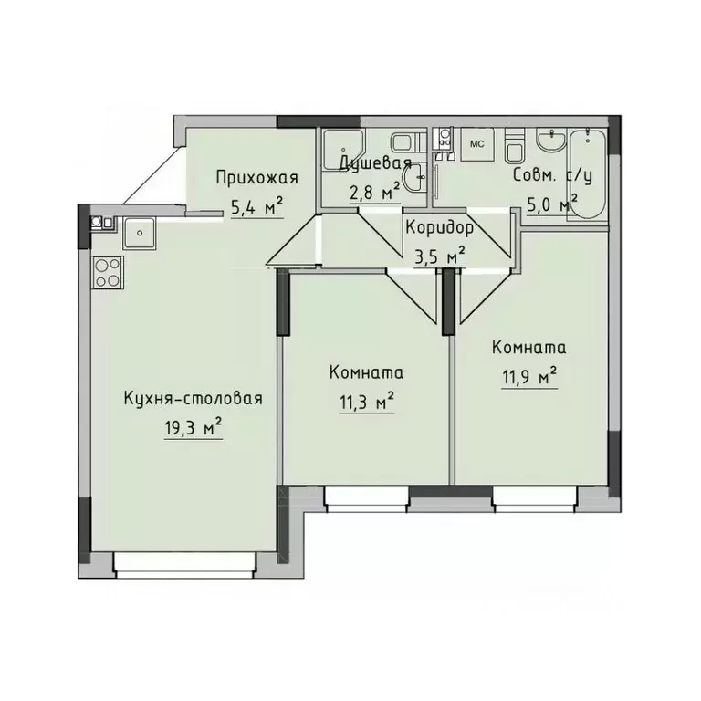 2-к кв. Удмуртия, Ижевск ул. Холмогорова, 89 (58.56 м) - Фото 0