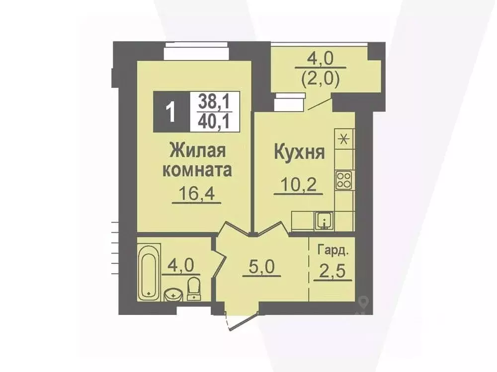 1-к кв. Новосибирская область, Кольцово рп ул. Благовещенская, 2 (40.1 ... - Фото 0