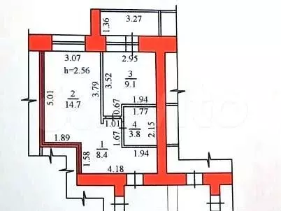 1-к. квартира, 40,4 м, 2/9 эт. - Фото 0