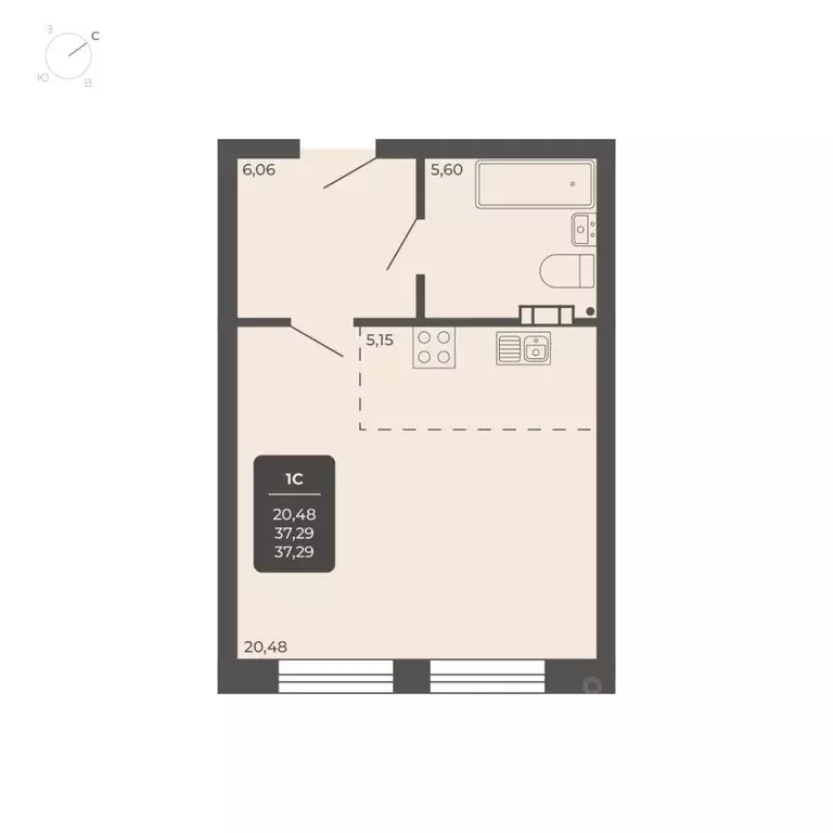 1-к кв. Новосибирская область, Новосибирск Автогенная ул., 75 (37.29 ... - Фото 0