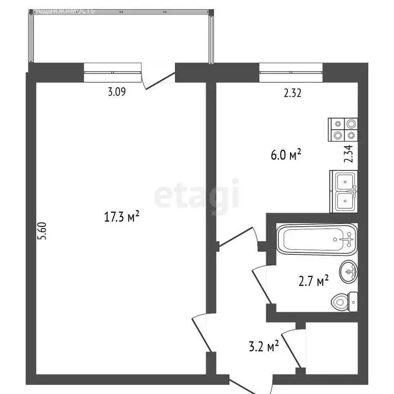 1-комнатная квартира: Новодвинск, улица Мира, 13 (30.6 м) - Фото 0
