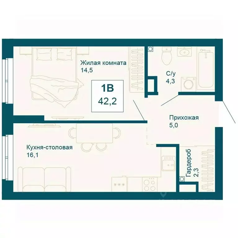 1-к кв. Свердловская область, Екатеринбург ул. 8 Марта, 197 (42.2 м) - Фото 0