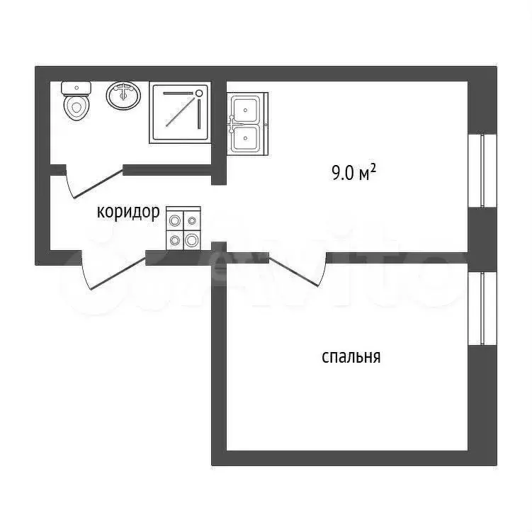 1-к. квартира, 19,9 м, 2/2 эт. - Фото 0