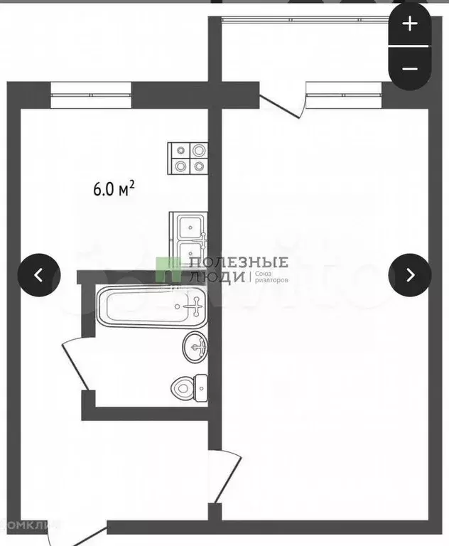 1-к. квартира, 30,6 м, 3/5 эт. - Фото 0