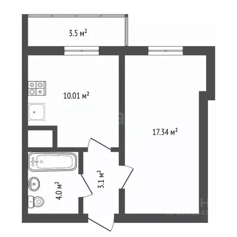 1-к кв. Воронежская область, Воронеж Цимлянская ул., 10В (35.9 м) - Фото 2