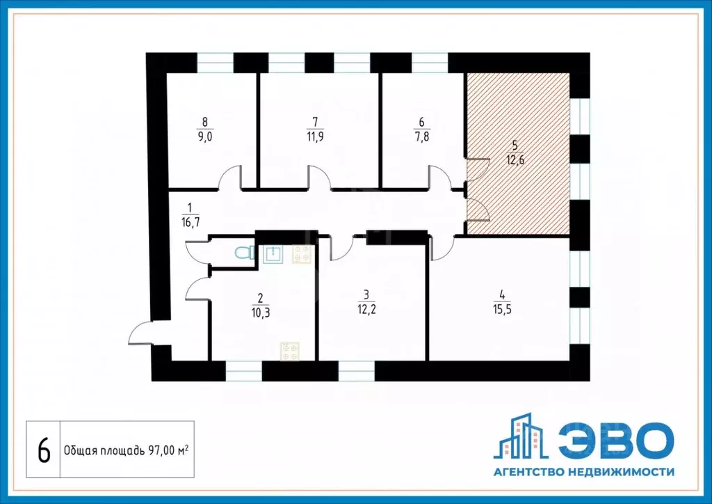 Комната Санкт-Петербург Донская ул., 19 (12.0 м) - Фото 2