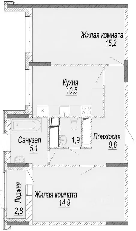 2-к кв. Московская область, Мытищи Олимпийский просп., 12 (56.0 м) - Фото 2