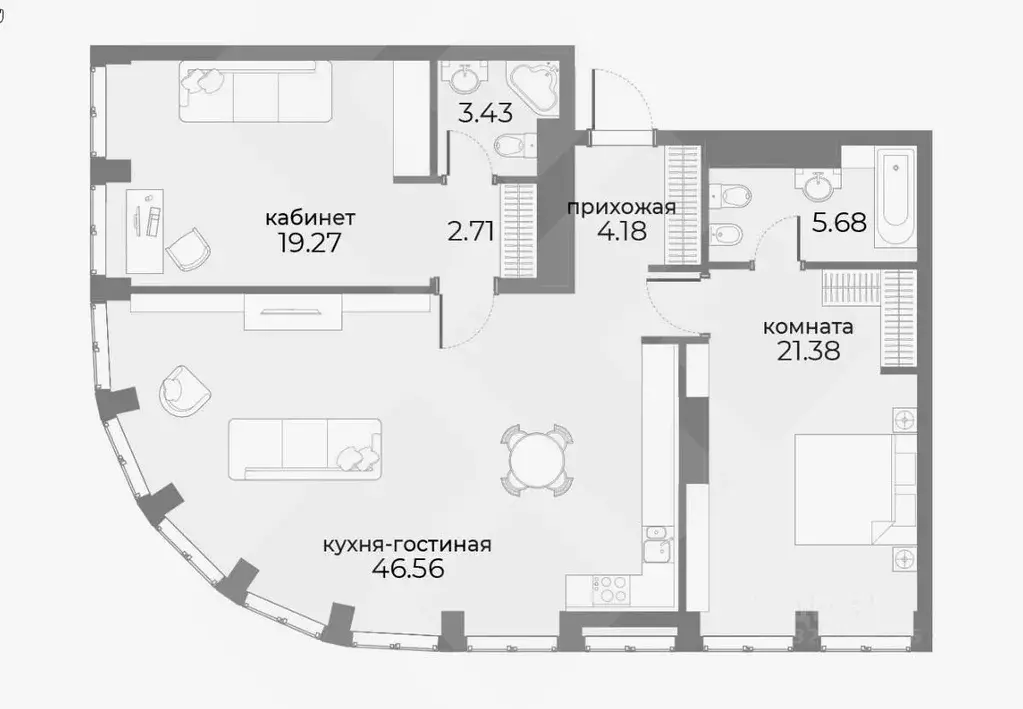 Свободной планировки кв. Москва Дружинниковская ул., 15А (95.0 м) - Фото 1