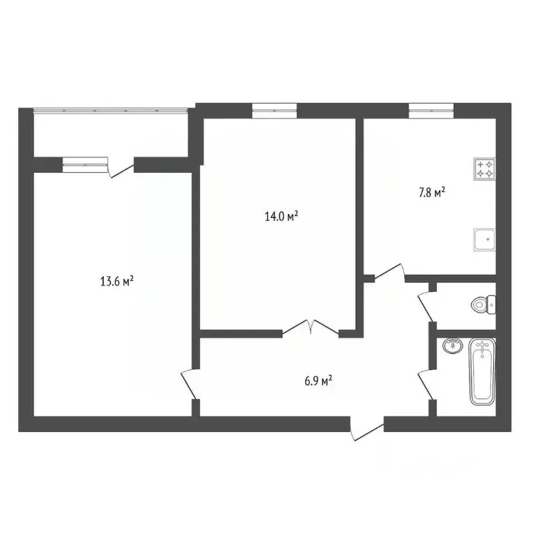 2-к кв. Амурская область, Благовещенск Игнатьевское ш., 13 (48.5 м) - Фото 1