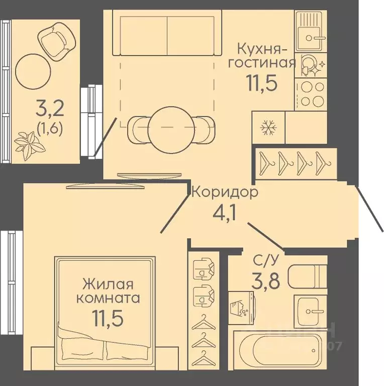 1-к кв. Свердловская область, Екатеринбург Новокольцовский мкр, ... - Фото 1