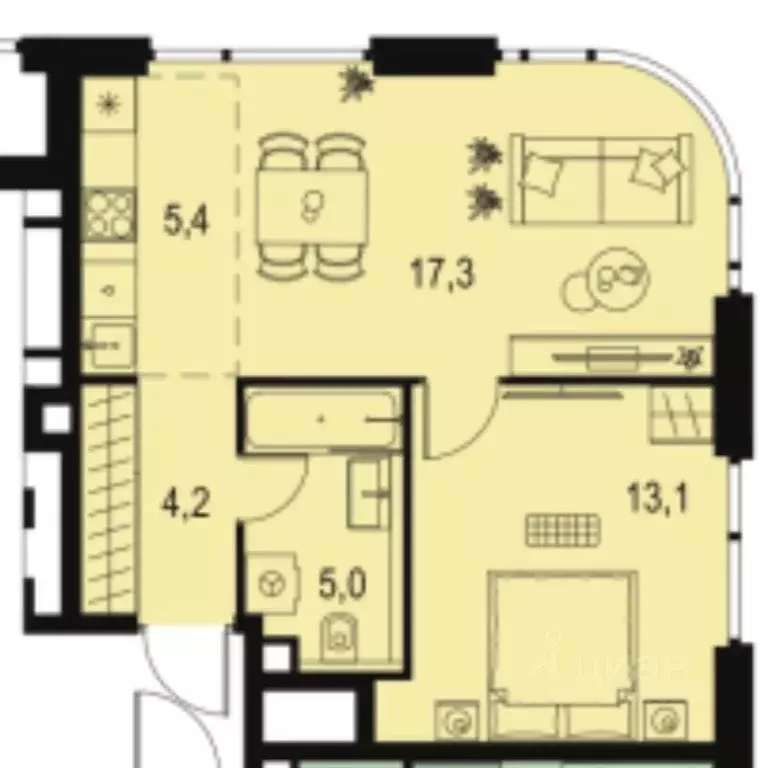 2-к кв. Москва Озерная ул., 1к2/6 (45.0 м) - Фото 1