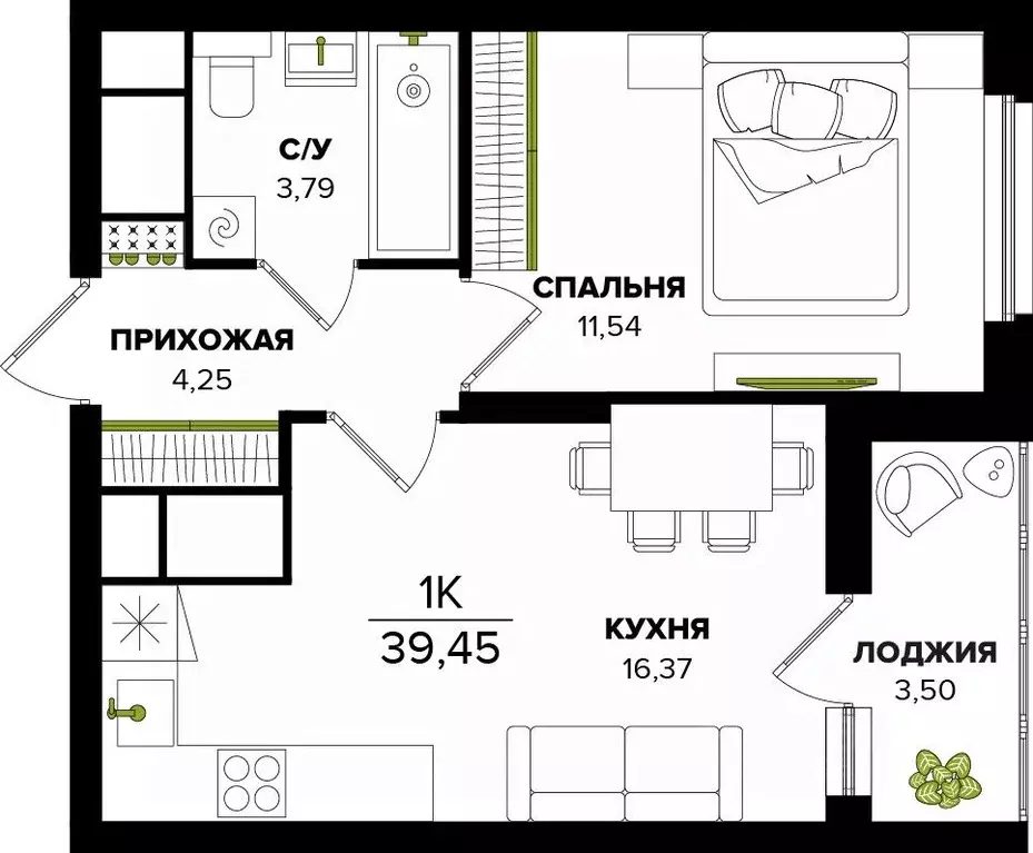 1-к кв. Тульская область, Тула  (39.45 м) - Фото 0