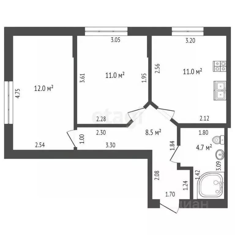 2-к кв. Краснодарский край, Геленджик Курзальная ул., 63 (47.2 м) - Фото 1