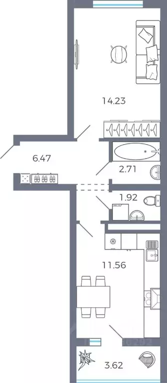 1-к кв. Самарская область, Волжский район, Лопатино с/пос, пос. ... - Фото 1