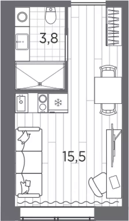 Студия Санкт-Петербург просп. Стачек, 62Е (19.3 м) - Фото 0