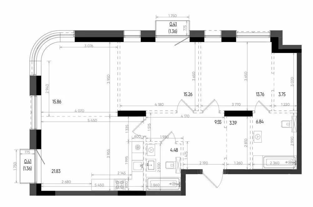 3-комнатная квартира: Казань, ЖК Минтимер (95.54 м) - Фото 1