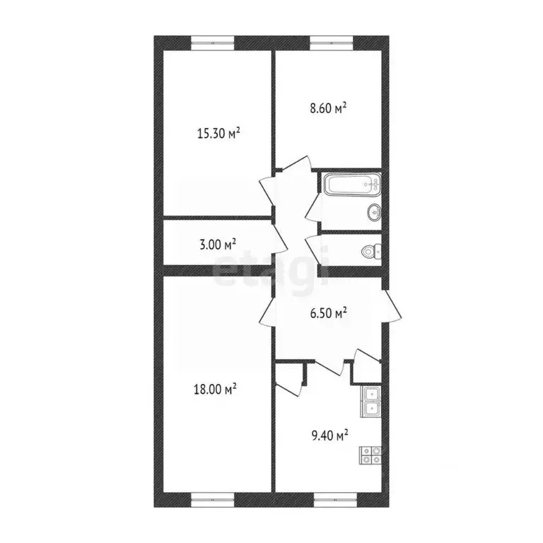 3-к кв. Ямало-Ненецкий АО, Новый Уренгой Юбилейный мкр, 3/2 (65.7 м) - Фото 1