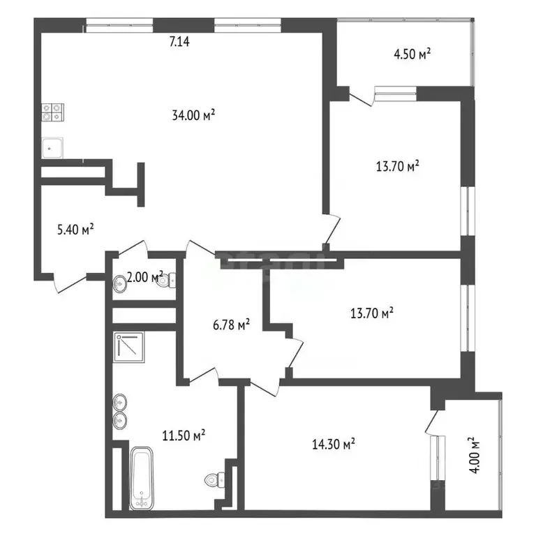 3-к кв. Тюменская область, Тюмень ул. Михаила Сперанского, 17 (101.5 ... - Фото 2