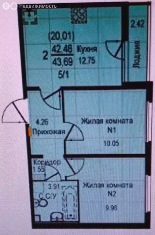 2-комнатная квартира: Екатеринбург, улица Евгения Савкова, 35/2 (42.1 ... - Фото 1