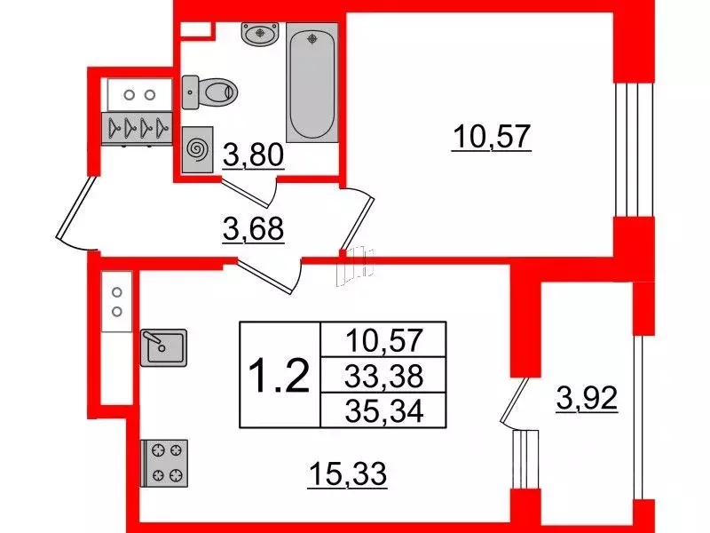 1-к кв. Санкт-Петербург Уральская ул., 25 (35.34 м) - Фото 0