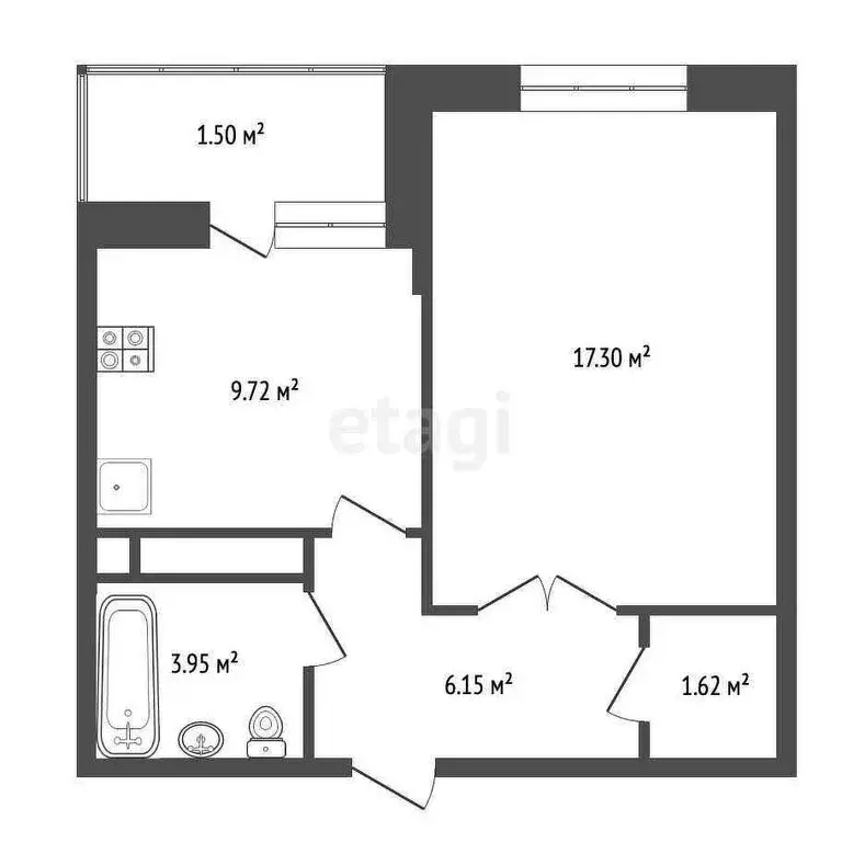1-комнатная квартира: Коммунарка, Бачуринская улица, 4к2 (39.6 м) - Фото 0