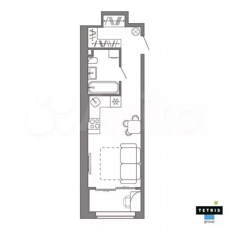 Квартира-студия, 29,6 м, 8/32 эт. - Фото 1