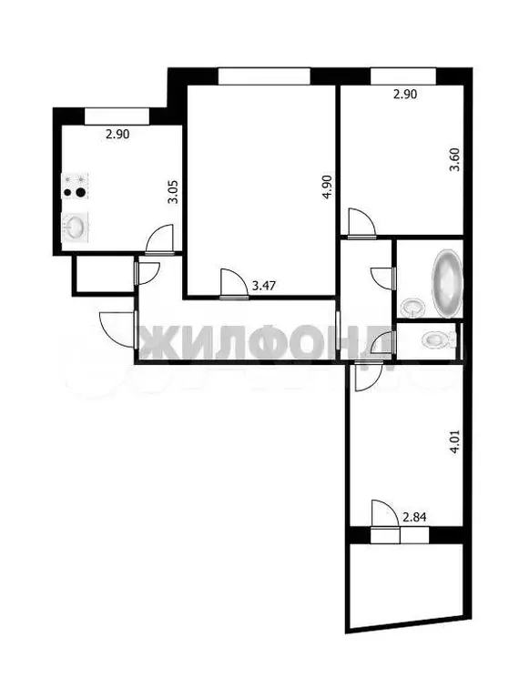 3-к. квартира, 63,5 м, 9/9 эт. - Фото 0