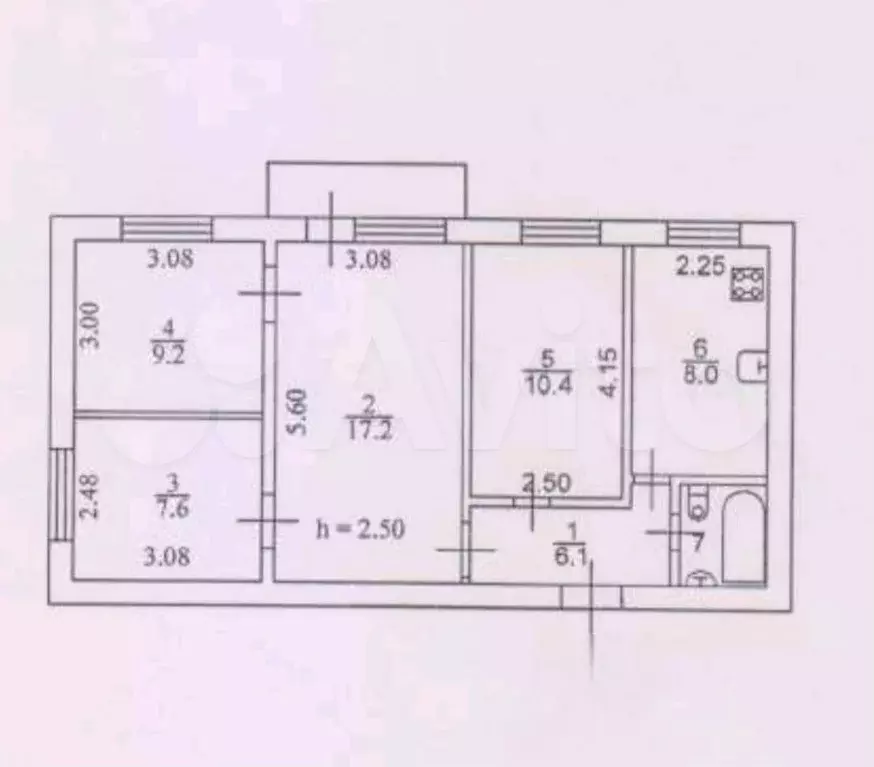 4-к. квартира, 61 м, 3/5 эт. - Фото 0