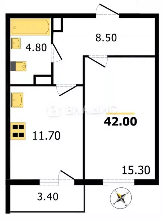 1-к кв. Владимирская область, Владимир просп. Строителей, 9к4 (41.2 м) - Фото 2