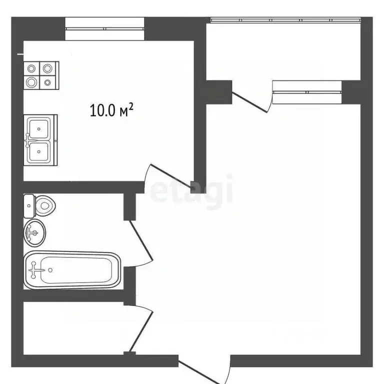 1-к кв. Ставропольский край, Пятигорск Бульварная ул. (33.0 м) - Фото 2