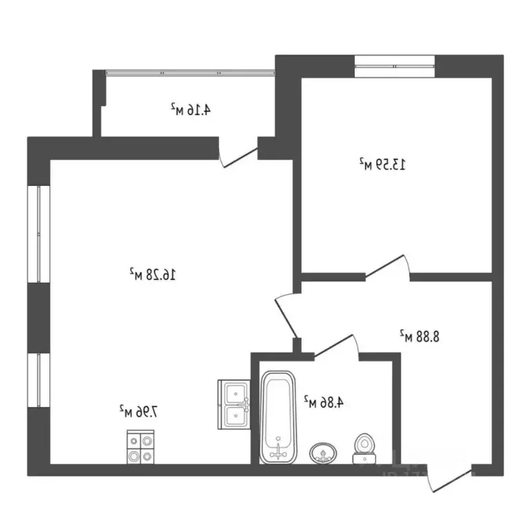 1-к кв. Тюменская область, Тюмень ул. Игоря Комиссарова, 22 (53.6 м) - Фото 2