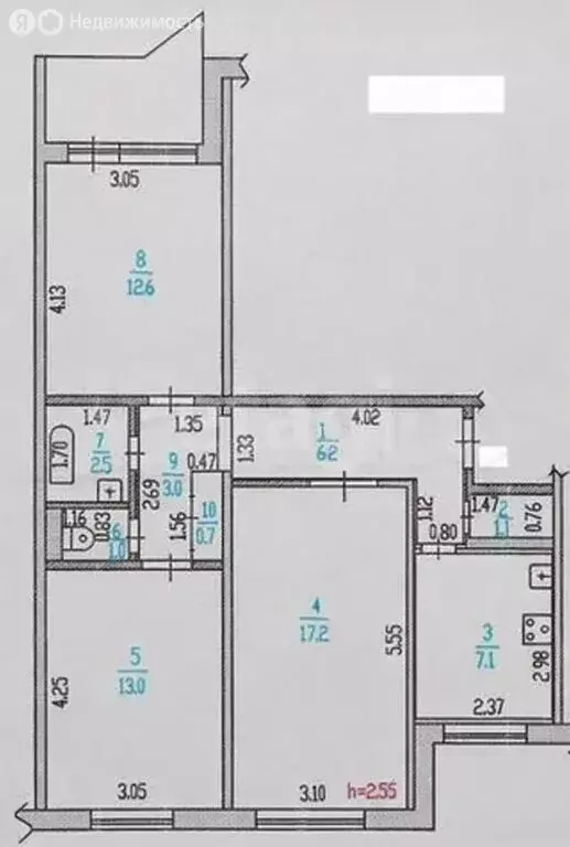 3-комнатная квартира: Барнаул, переулок Ядринцева, 78 (64.4 м) - Фото 1