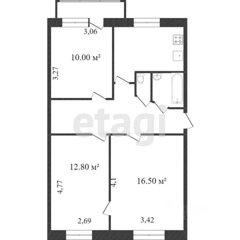 3-к кв. Ханты-Мансийский АО, Сургут просп. Мира, 37/1 (59.0 м) - Фото 1